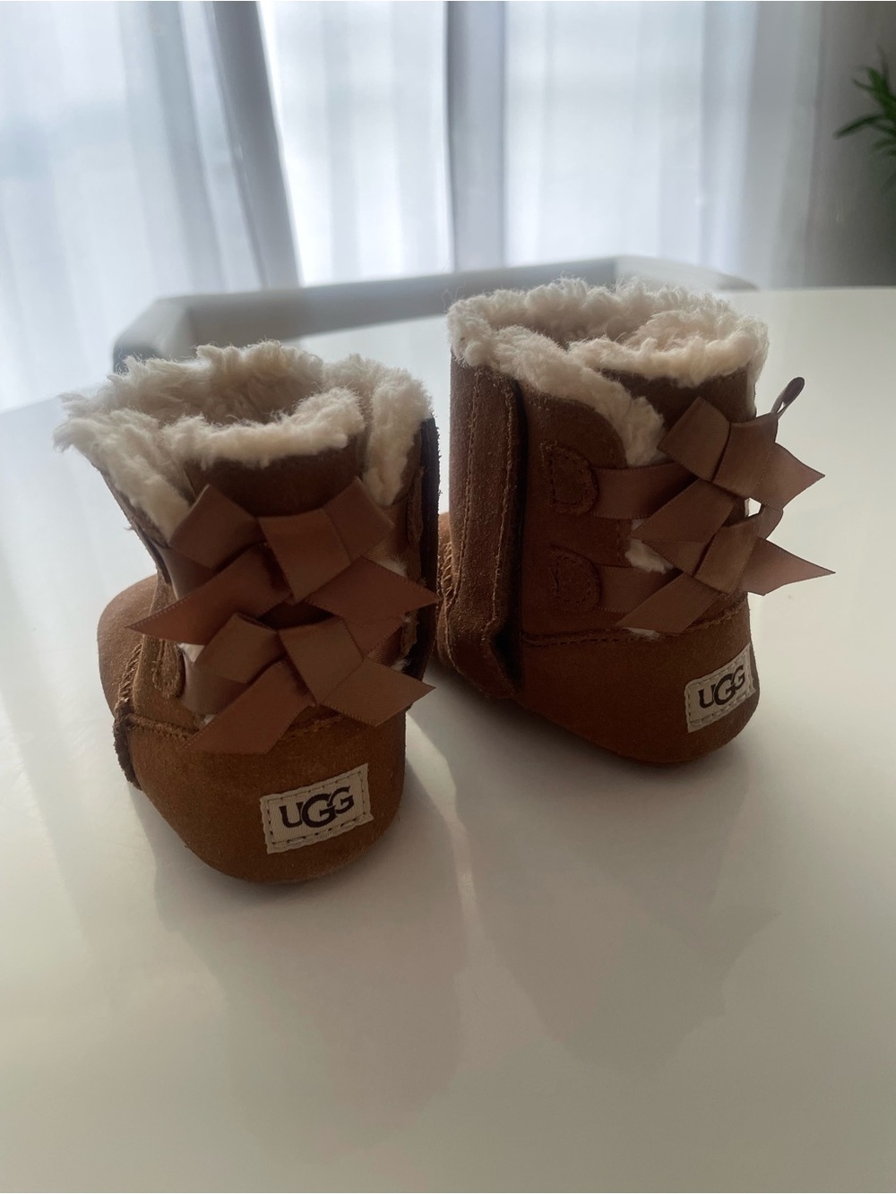 UGG Baby Chestnut Suede Bow Booties